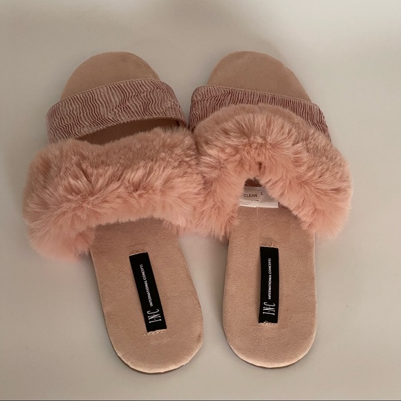 Inc International Concepts Double Band Faux Fur Slide Slippers Size Large - Picture 4 of 8